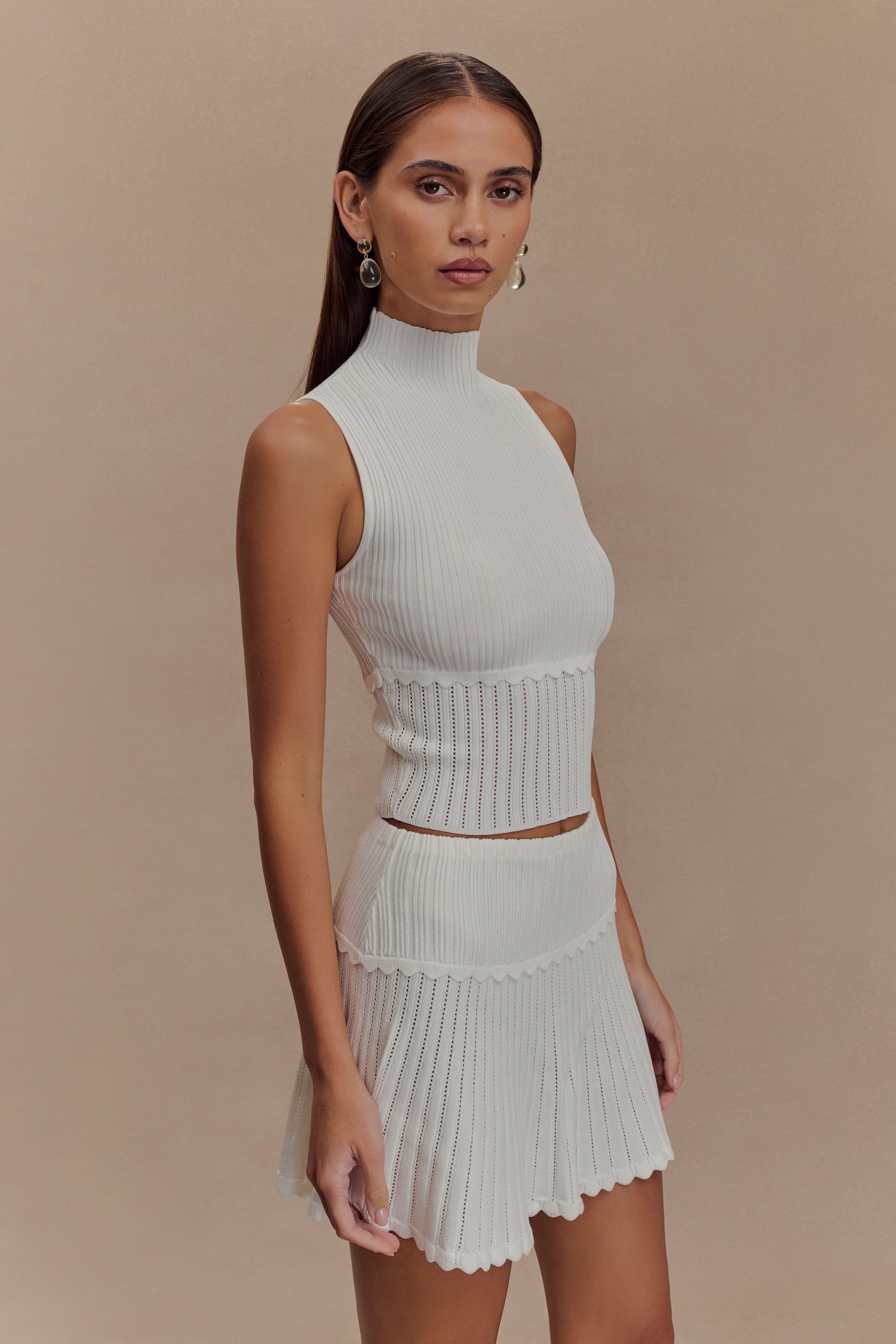 Indy Pointelle Knit Top - Ivory、mySite、solidvoid