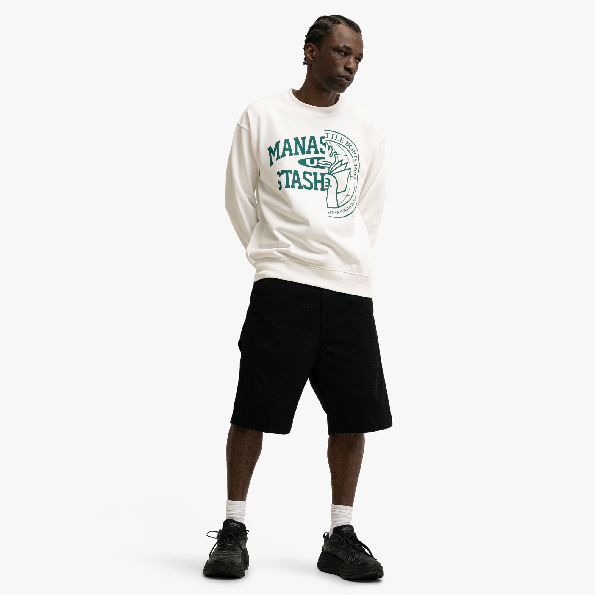  Manastash Collegiate Crewneck White、mySite、merchandisen