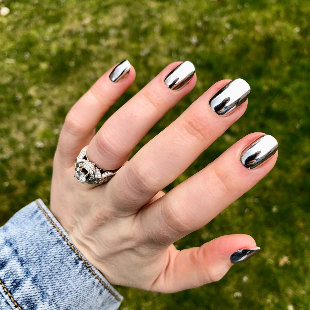 Mirror Chrome - Press-On | Extra Short | Round、mySite、solidvoid