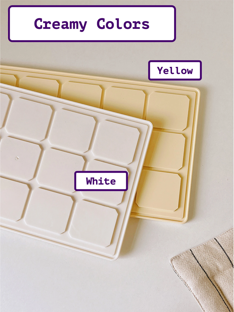 FigPalace DIY blocks in creamy colors – Yellow and White options. Perfect for customizing your acrylic display case for small figurines and collectibles.