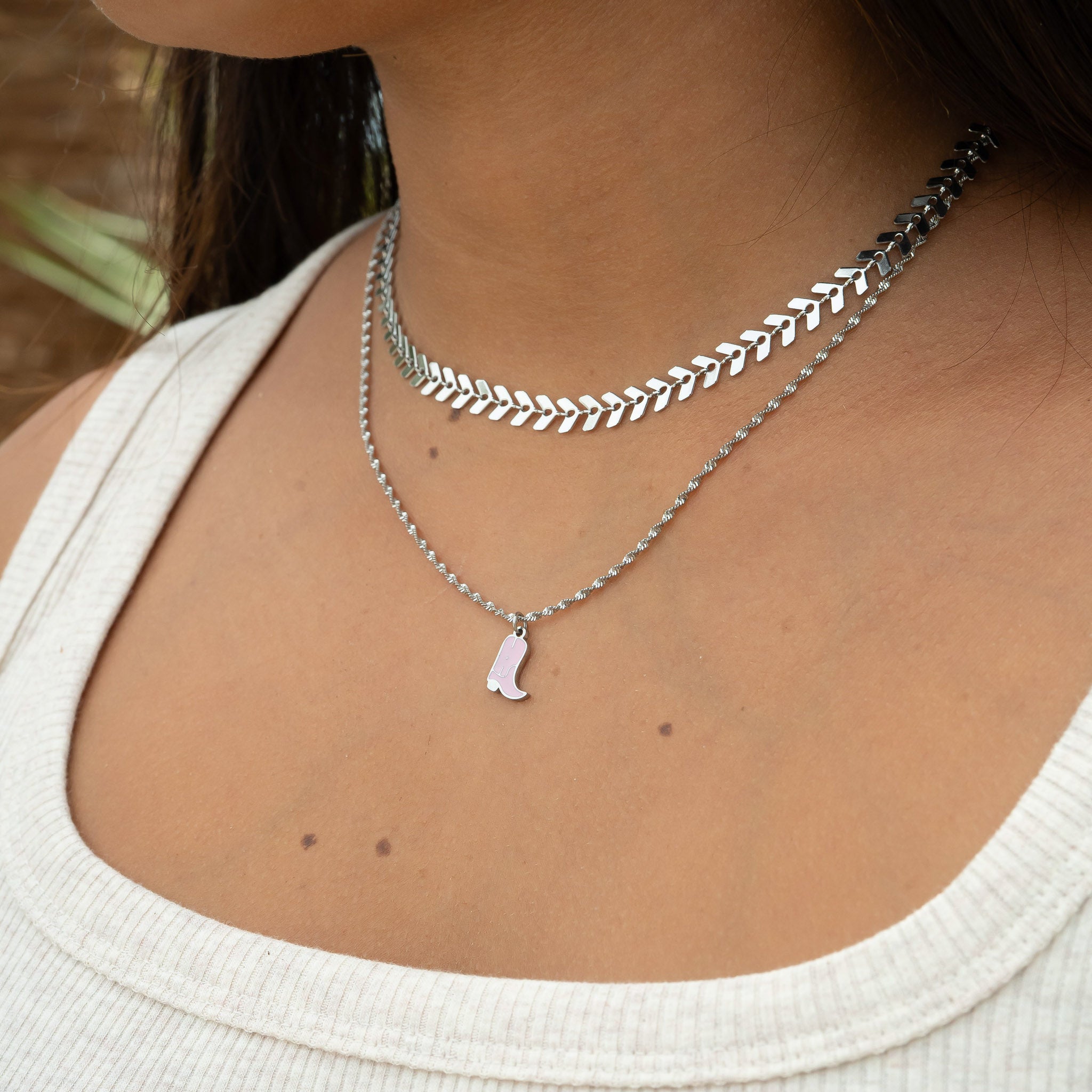 18K Gold PVD Stainless Steel Epoxy Pink Cowgirl Boot Charm / PDL0072、mySite、dreamappss