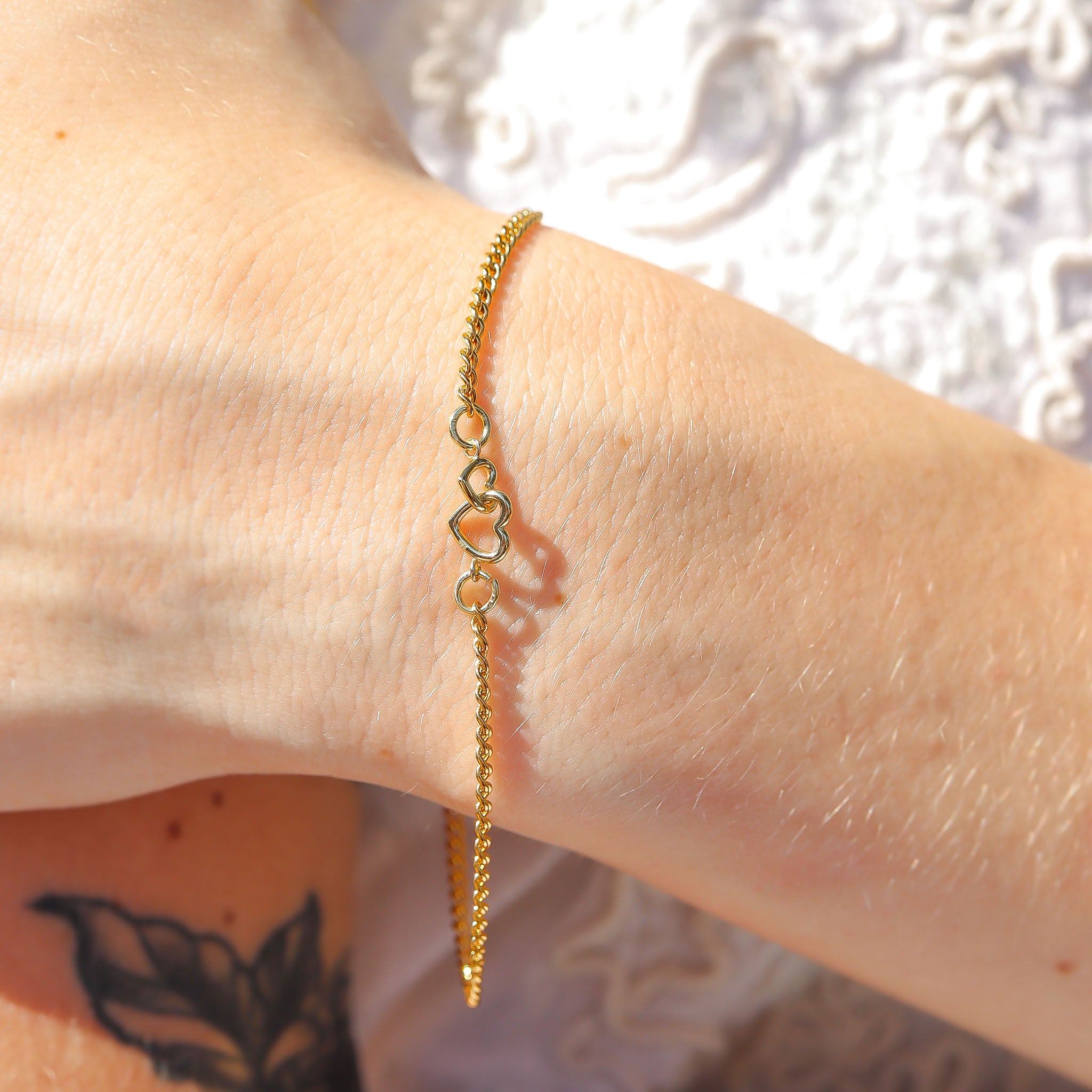 14K Gold Plated Sterling Silver Double Heart Permanent Jewelry Connector Charm / PMJ1031、mySite、dreamappss