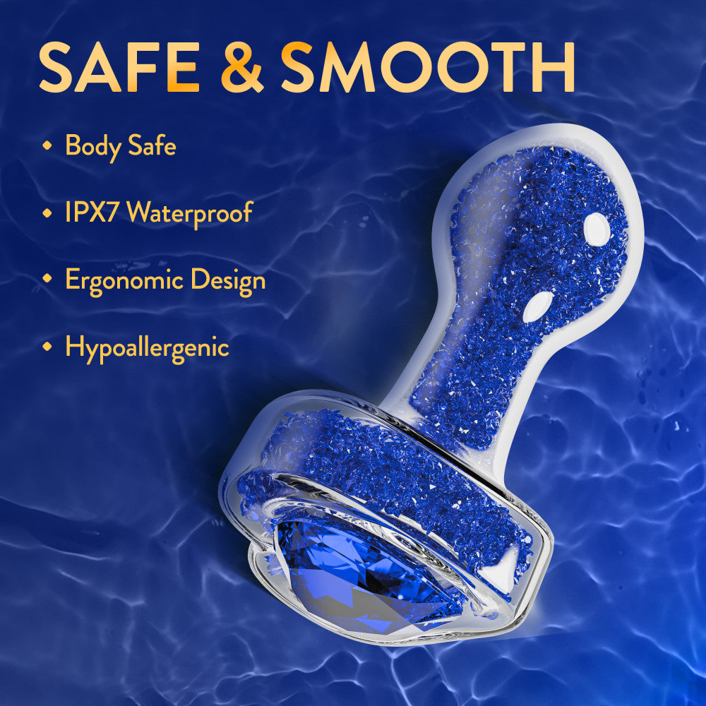 Oh My Gem | Prestige Glass Anal Plug With Sapphire Heart-Shaped Base – Body-Safe Borosilicate Glass With Tapered Tip – In Blue、mySite、bottomscart