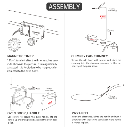 Stainless Steel Pizza Oven Outdoor 12" Automatic Rotatable Pizza Ovens,Portable Wood Fired Pizza Oven Pizza Maker with Timer, Built-in Thermometer,Pizza Cutter & Carry Bag、、eastwooduniform