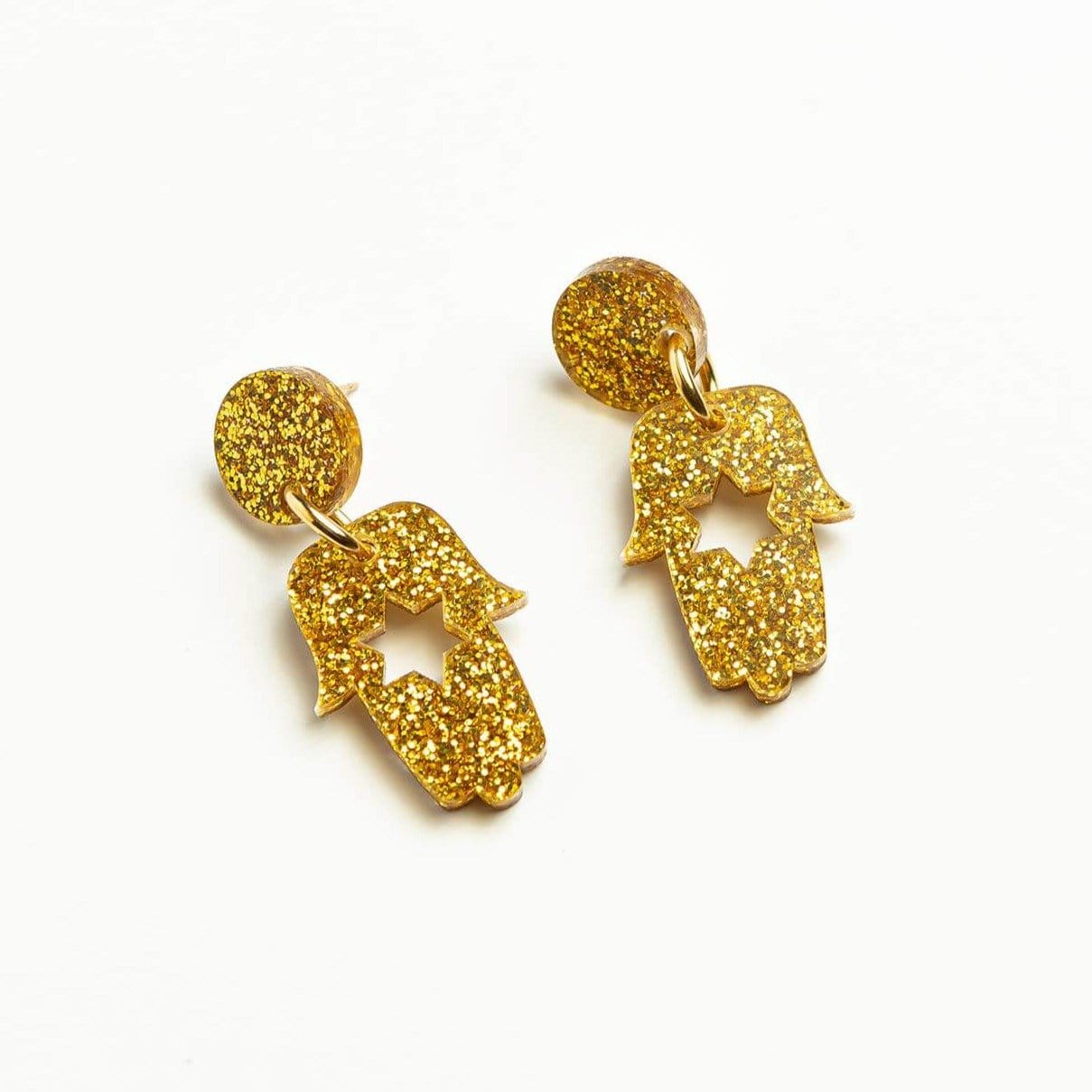 Mimi Hamsa Earrings - Gold Glitter、mySite、topwebapps