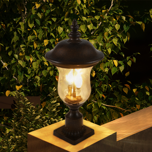 21"(H) Vintage Outdoor Lamp Post Light, Waterproof Garden Patio Lantern with Clear Glass Shade, Classic Bronze Finish, Ideal for Yard, Porch, Walkway, and Driveway Lighting (One Piece & No Bulb)、、eastwooduniform