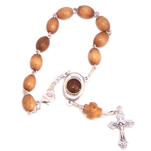 Chaplet/Bracelet Holy Rosary - Olive Wood with Holy Land Soil Center (19 cm or 7.5 in)、mySite、topwebapps