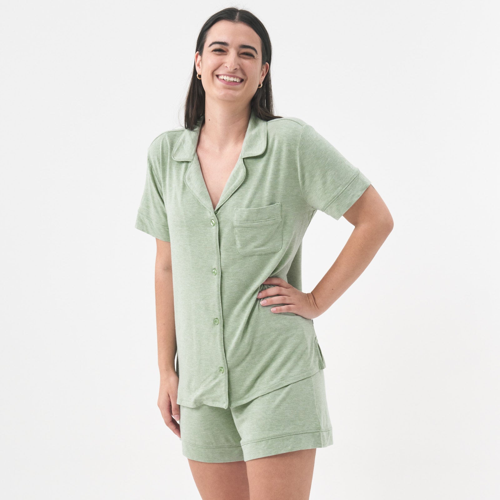  Heather Sage Women's Short Sleeve & Shorts Pajama Set、mySite、layawaytickets