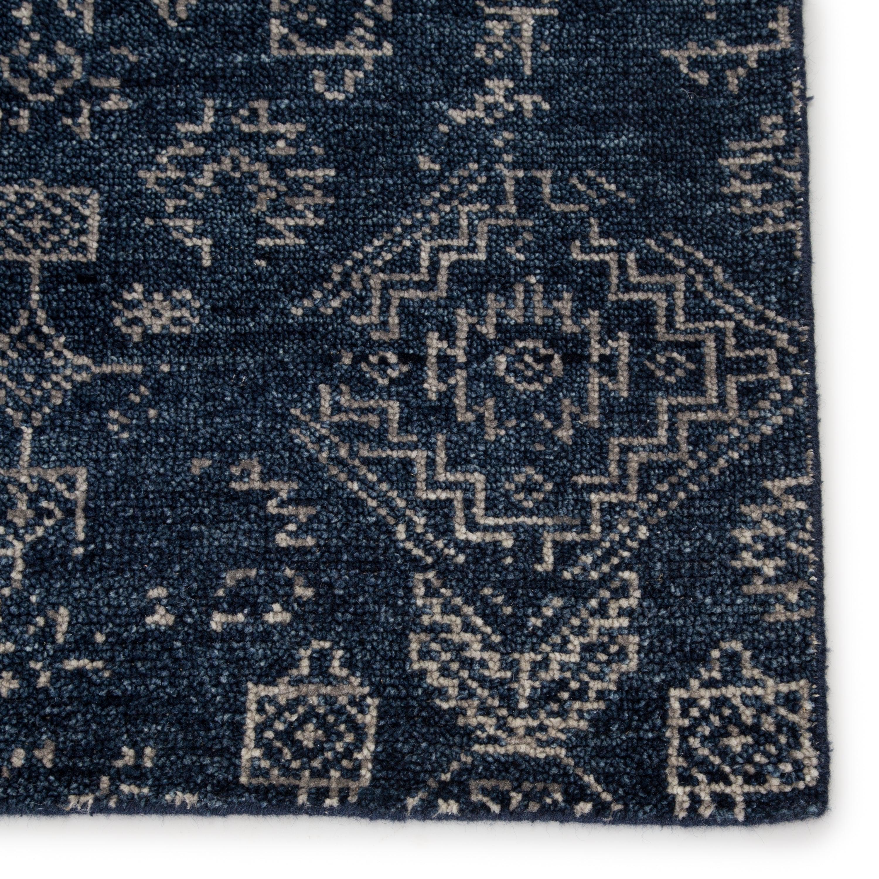 Azuma Hand-Knotted Tribal Dark Blue Light Gray Area Rug、mySite、gigharbornorthrealestate