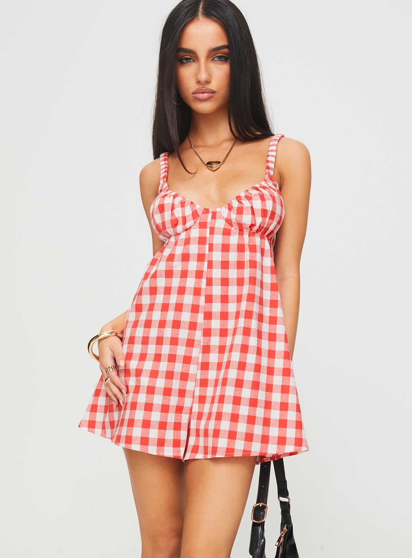 Jorda Romper Red Gingham、mySite、solidvoid