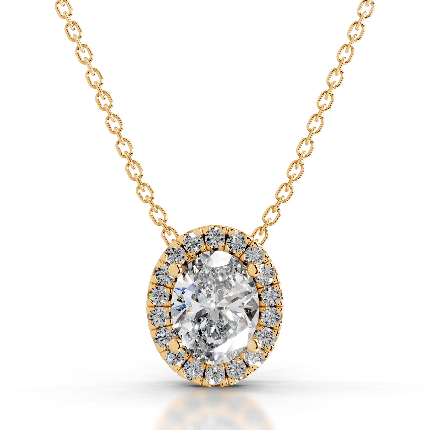 Petit Manon Lab Grown Diamond Halo Pendant -18K Yellow Gold、mySite、hinf8tx79