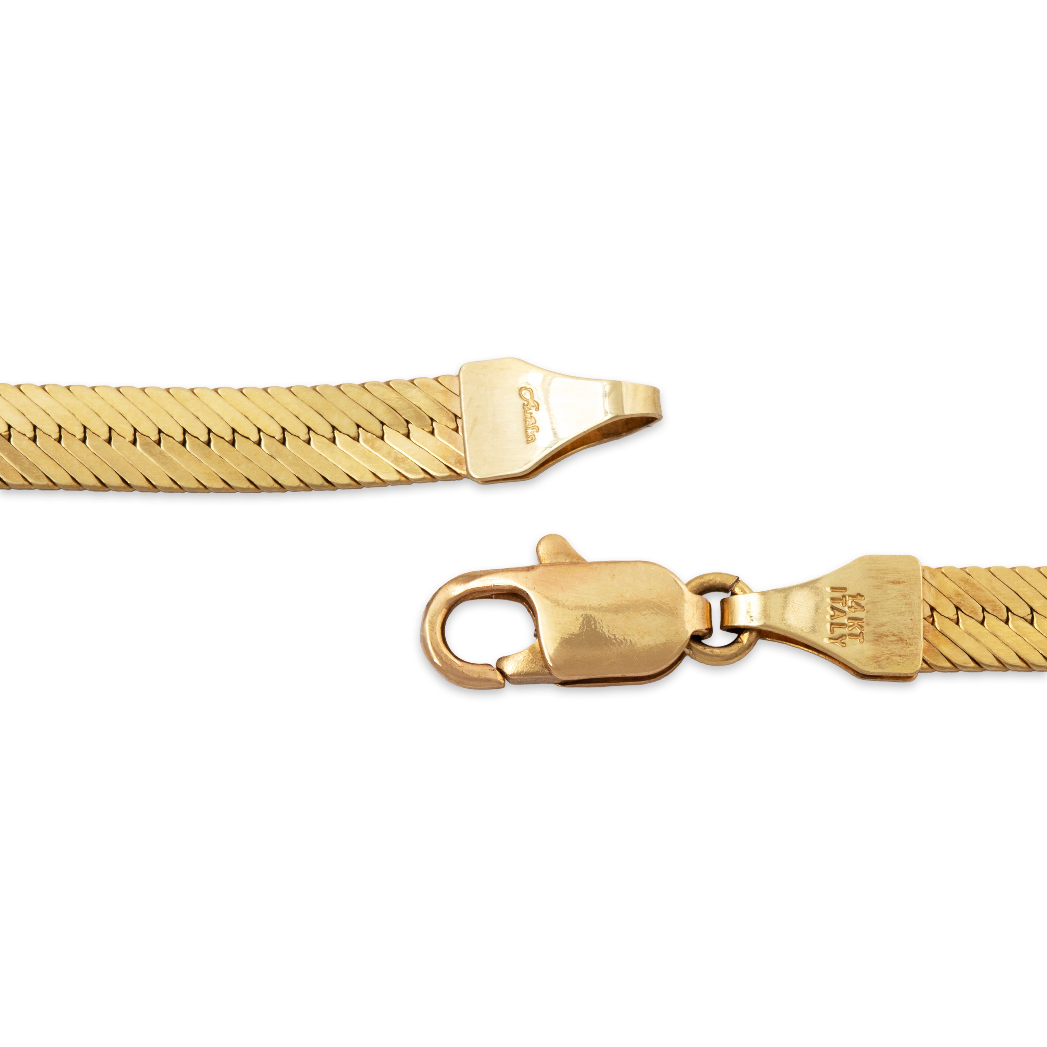 Vintage Italian 14k Yellow Gold Intricate Flat Link Bracelet 6.75、mySite、hinf8tx79