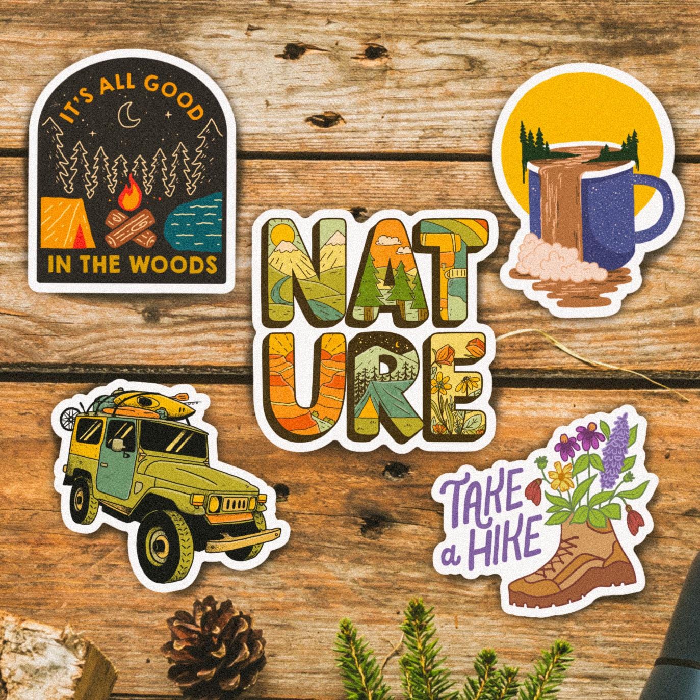  Nature And Outdoors Stickers 5 Pack、mySite、ghnorth
