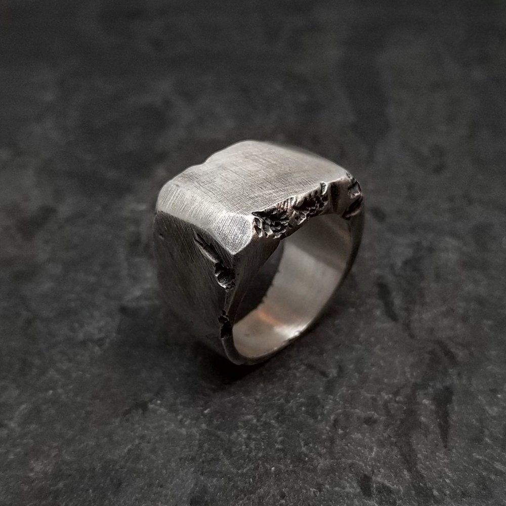  Block Chip Signet in Distressed Silver、mySite、merchandisen