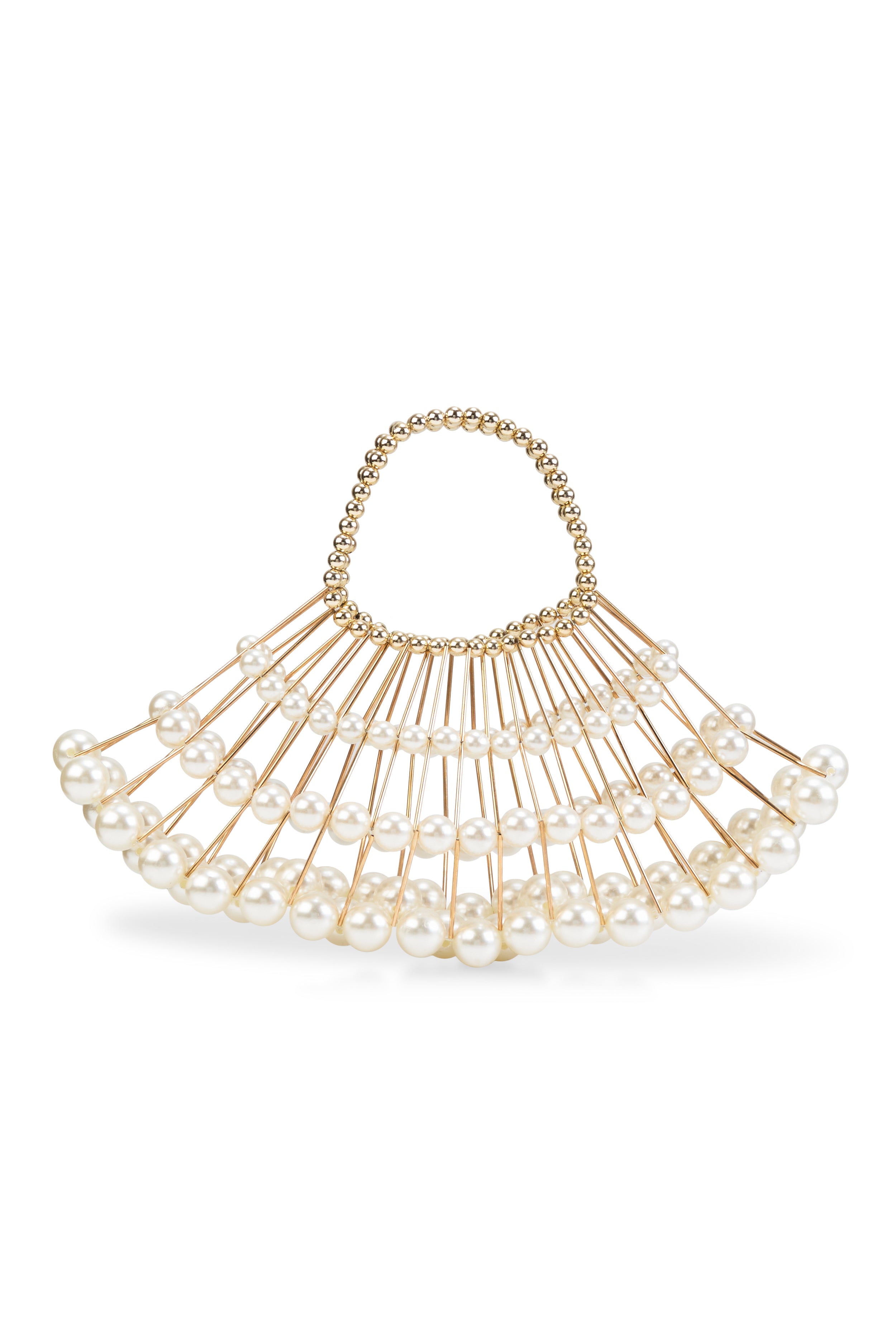 Faux Pearl Metallic Caged Clutch、mySite、camillekostekn