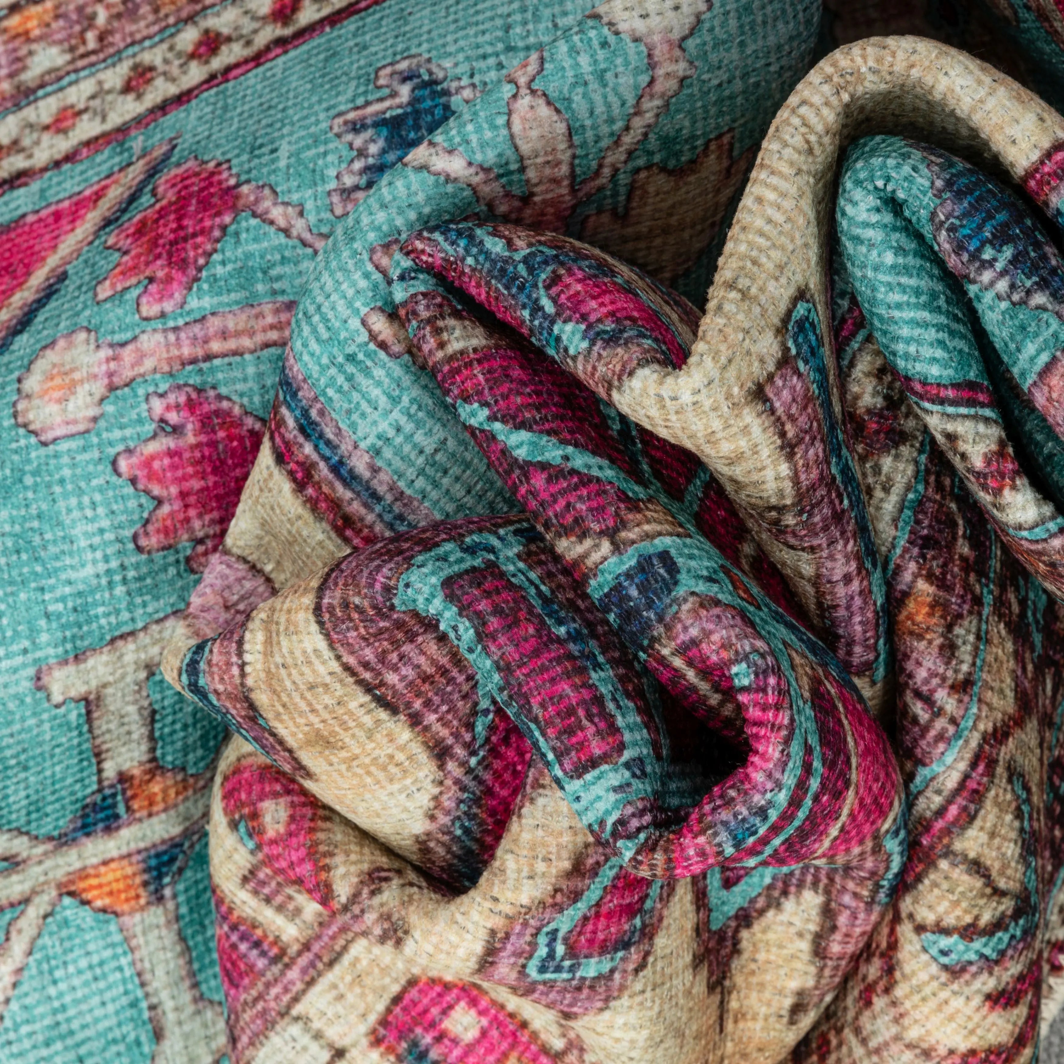 Shasta Machine Washable Vintage Bohemian Medallion Persian Blush Turquoise Flat-Weave Distressed Rug、mySite、gigharbornorthrealestate