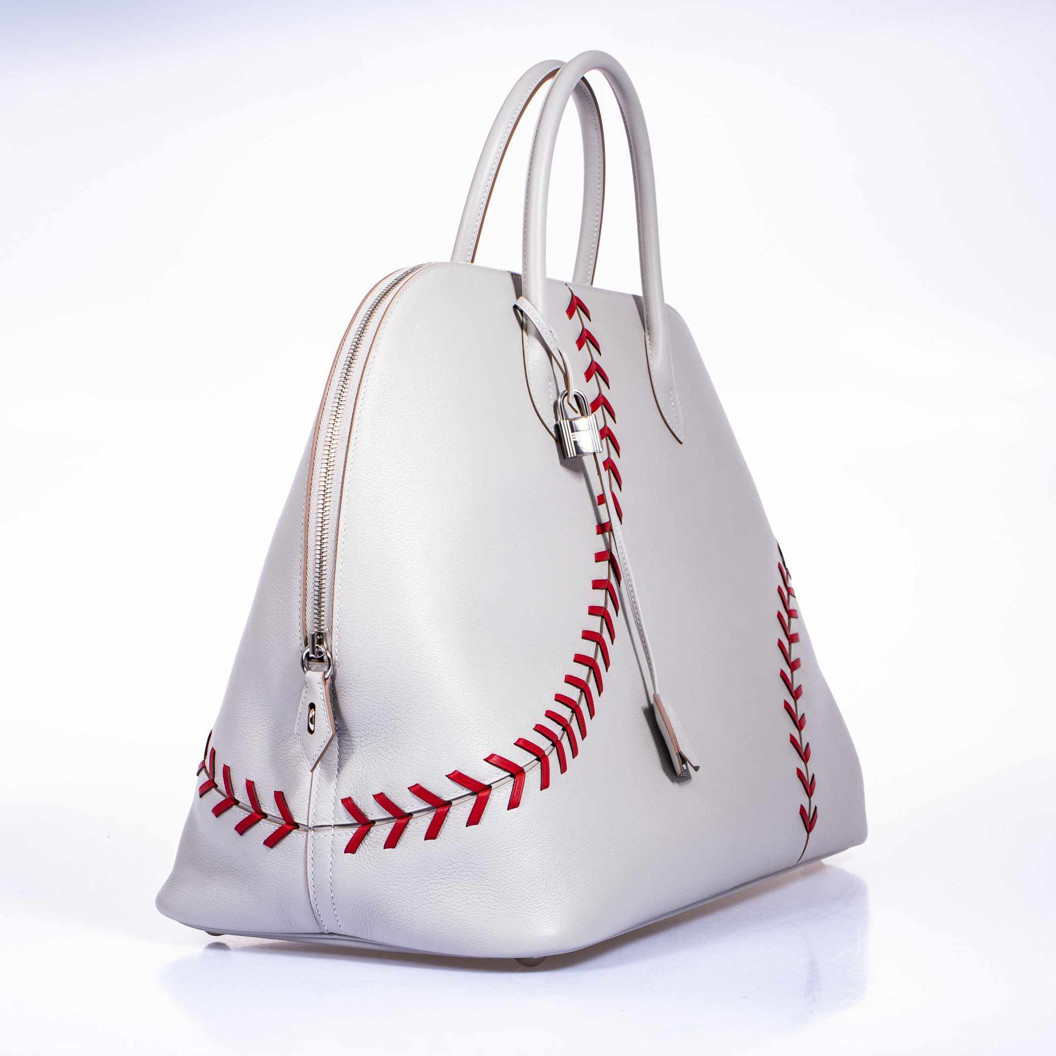 Hermès Bolide 45 1923 Baseball Gris Perle Rouge Evercolor Travel Bag、mySite、garminoutage.com