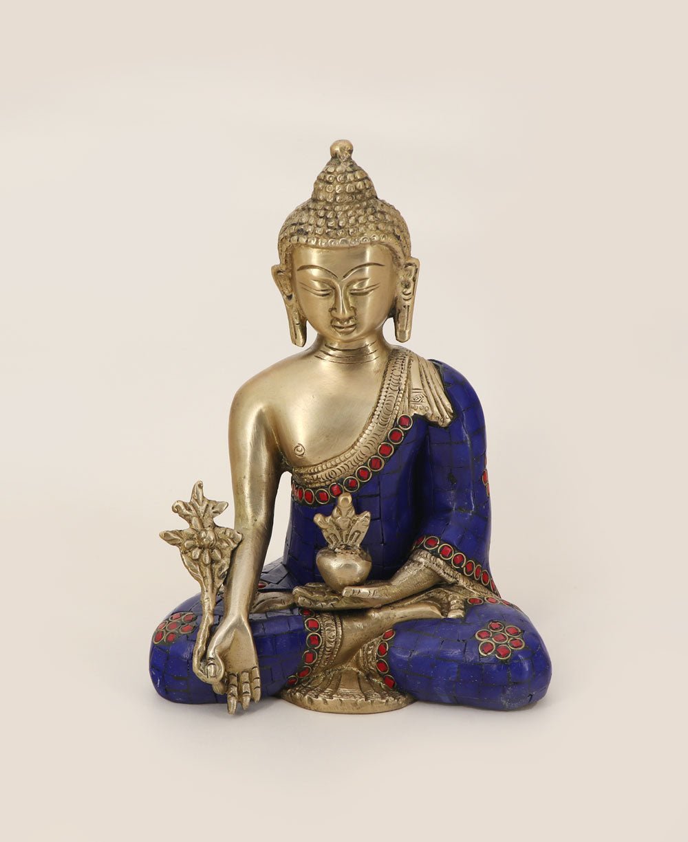 Medicine Buddha Statue in Artistic Brass Mosaic、mySite、topwebapps