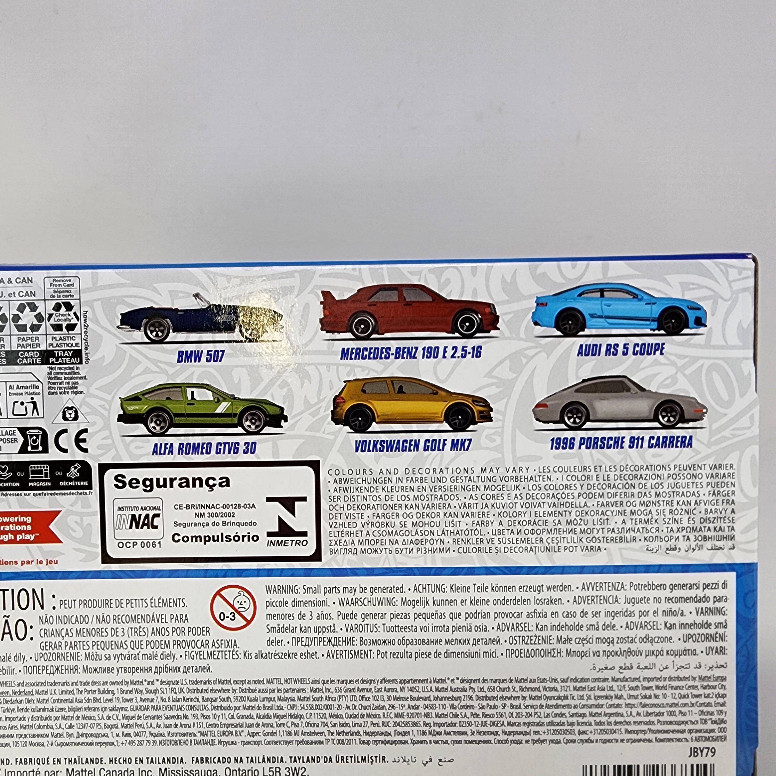 NEW! 2025 EUROPEAN 6 Pack * Hot Wheels w/ BMW, VW, Porsche, Audi, Alfa、mySite、hgirdovlk