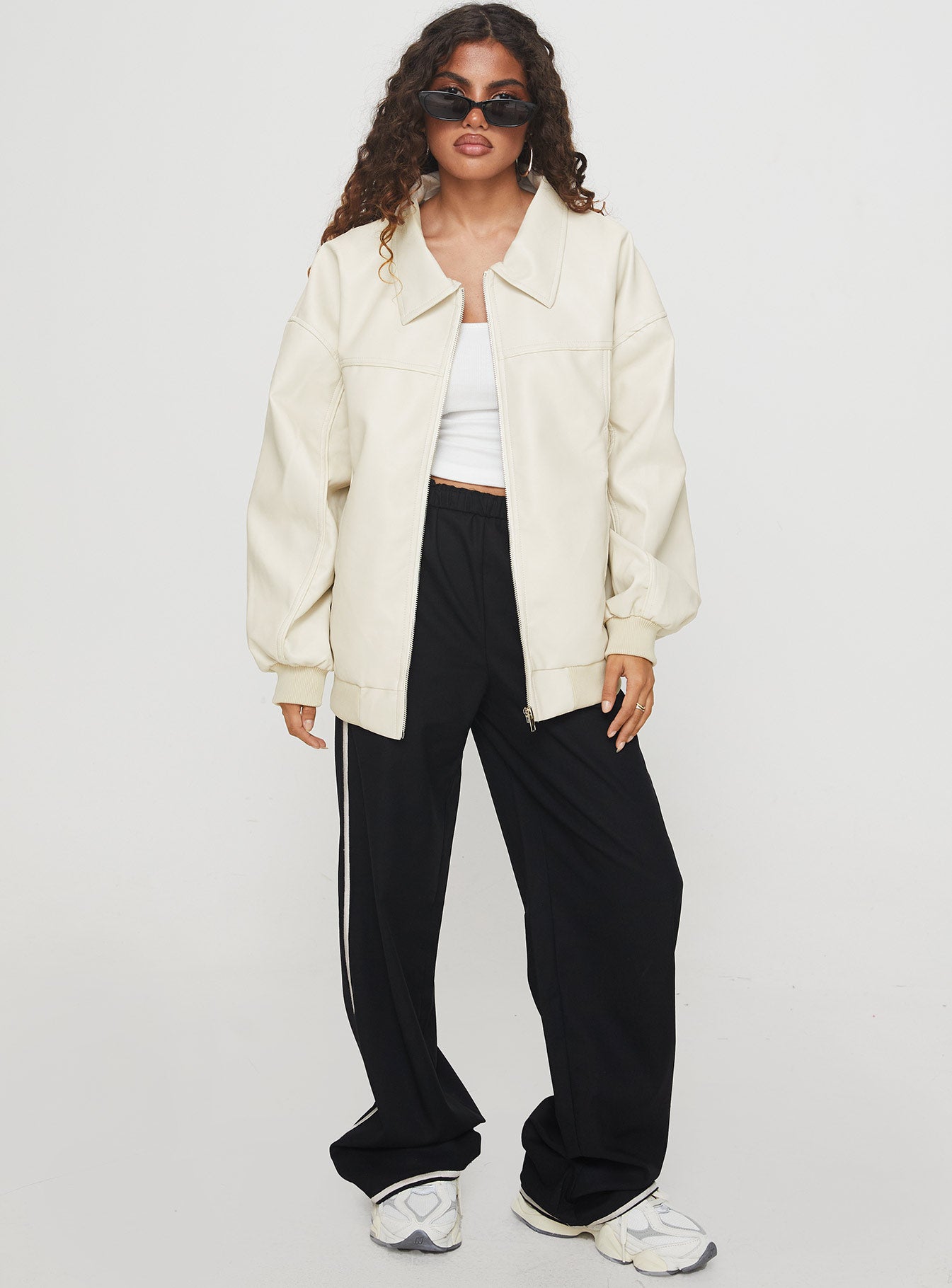 Goldsmith Faux Leather Bomber Jacket Cream、mySite、solidvoid