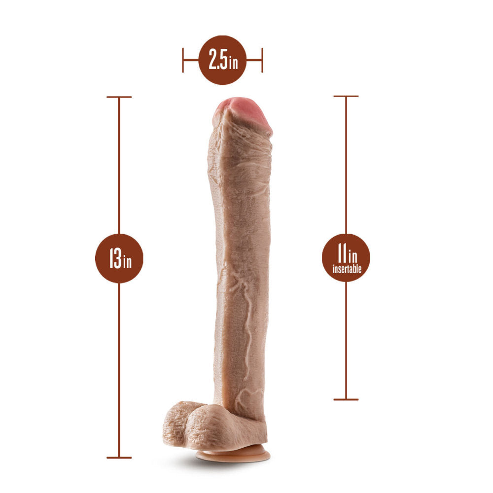 Hung Rider By Blush® | Lil John Realistic Beige 13-Inch Long Dildo With Balls & Suction Cup Base、mySite、bottomscart
