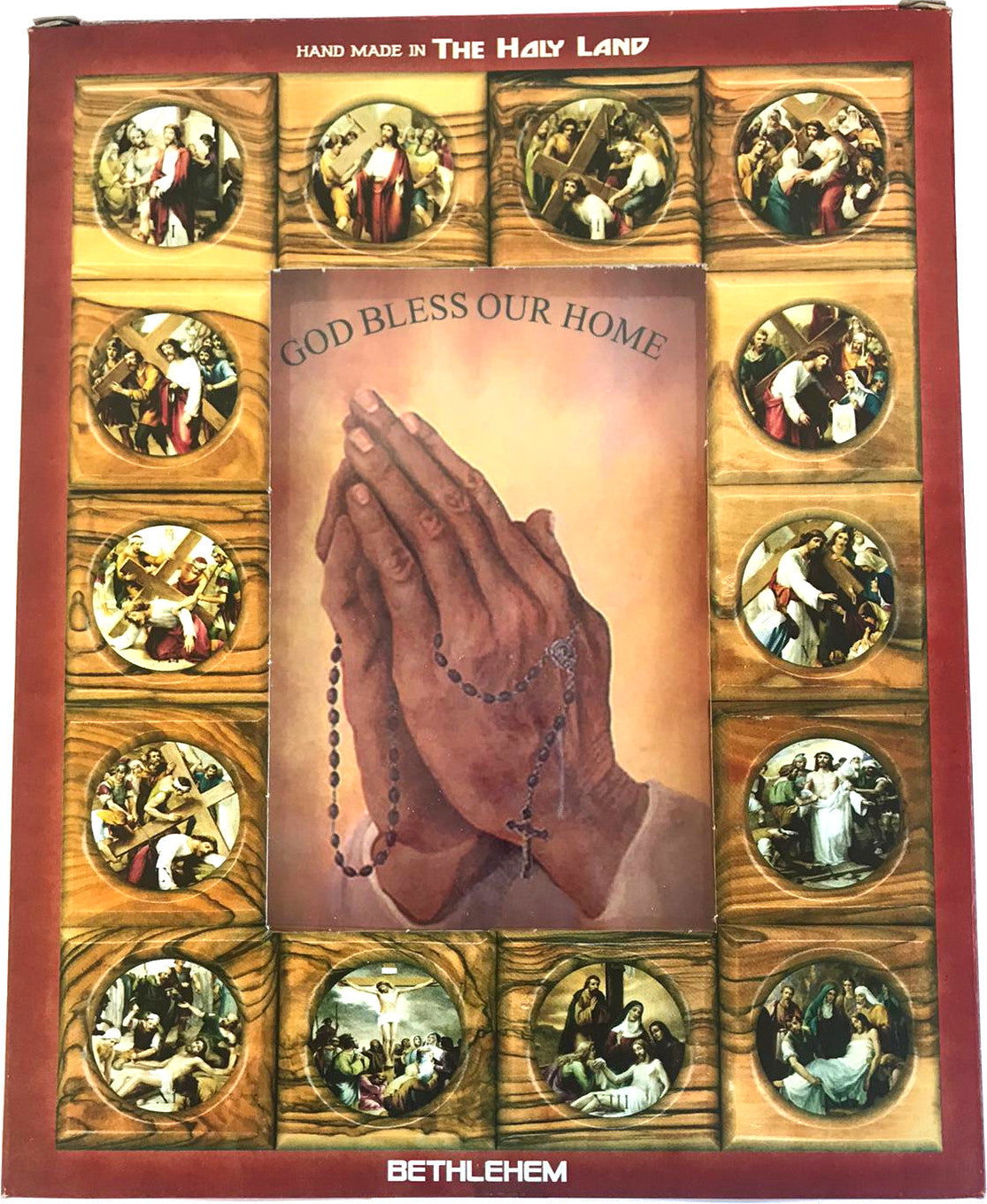  Holy Land Market Stations of The Cross Icon Plaque All in Olive Wood from Bethlehem (29 x 24 cm or 11.5 x 9.5 inches)、mySite、elrpsem3k