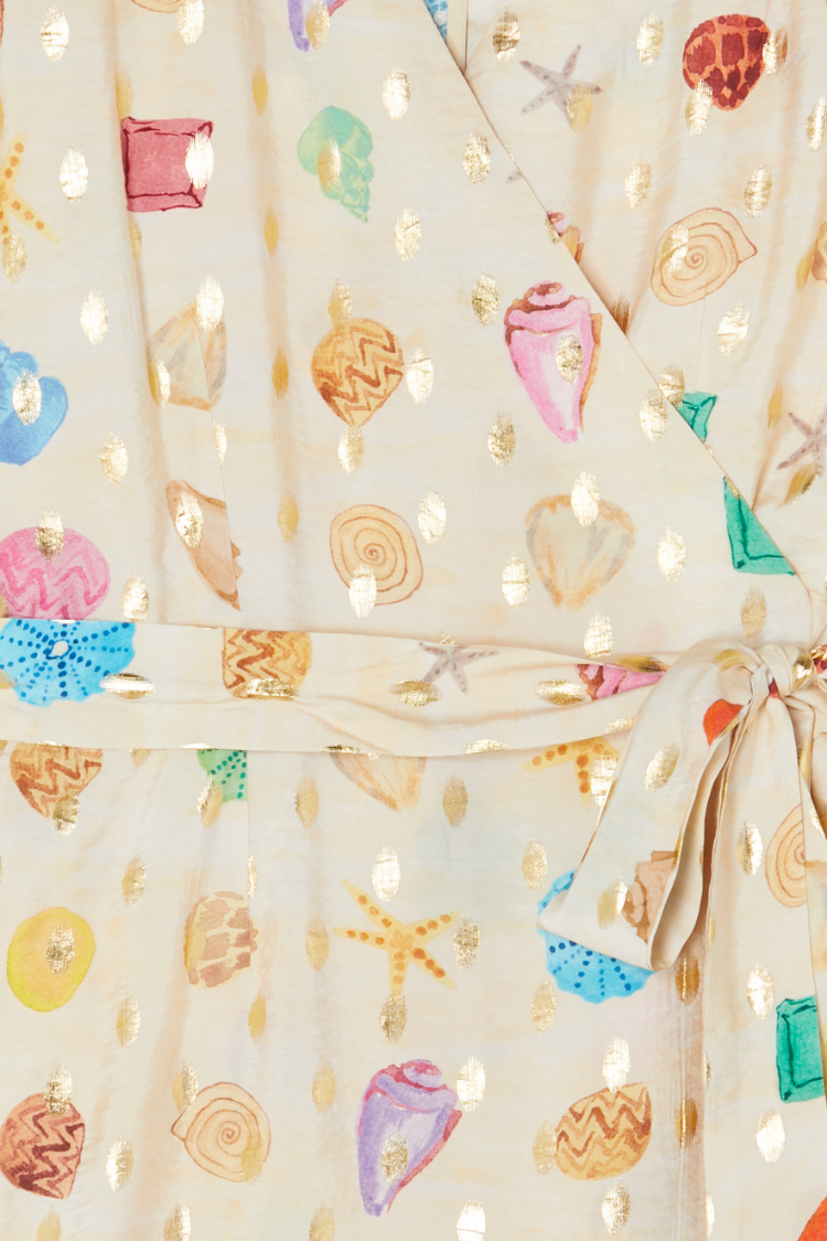 Cream Shell Mini Wrap Dress、mySite、solidvoid