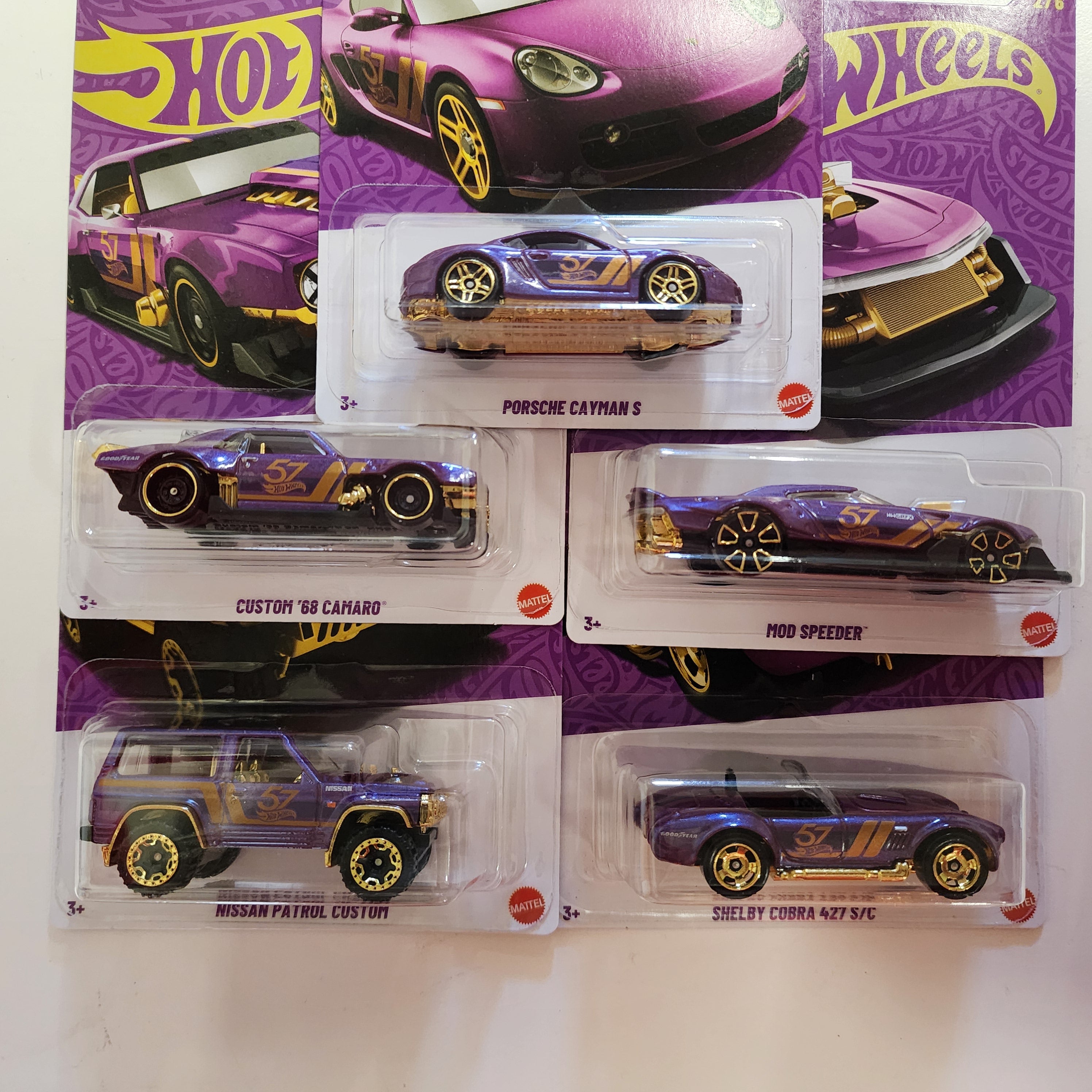 5 Car Base Set * 2025 Hot Wheels Pearl & Chrome 57th Anniversary * NEW!! Mix 2、mySite、hgirdovlk