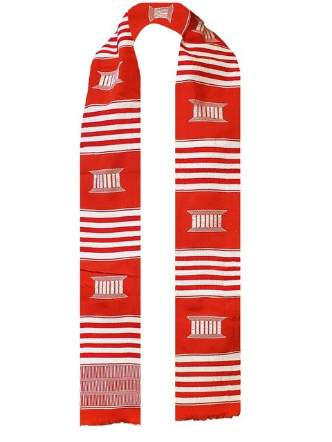 Red and White Handwoven Kente Sash - Scarf- DPS253、mySite、solidvoid