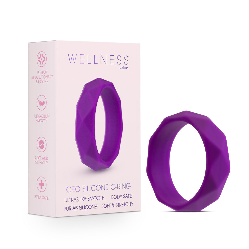 Wellness By Blush™ | Geometric Purple UltraSilk® Penis Ring - Made with Puria™ Silicone、mySite、bottomscart