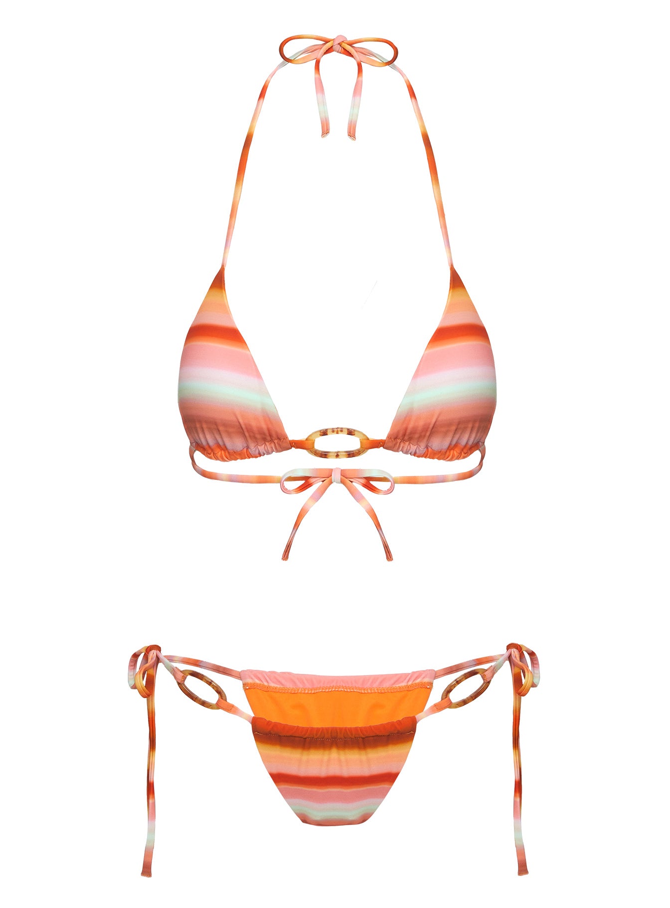 Essense Triangle Bikini Top Orange Multi、mySite、solidvoid