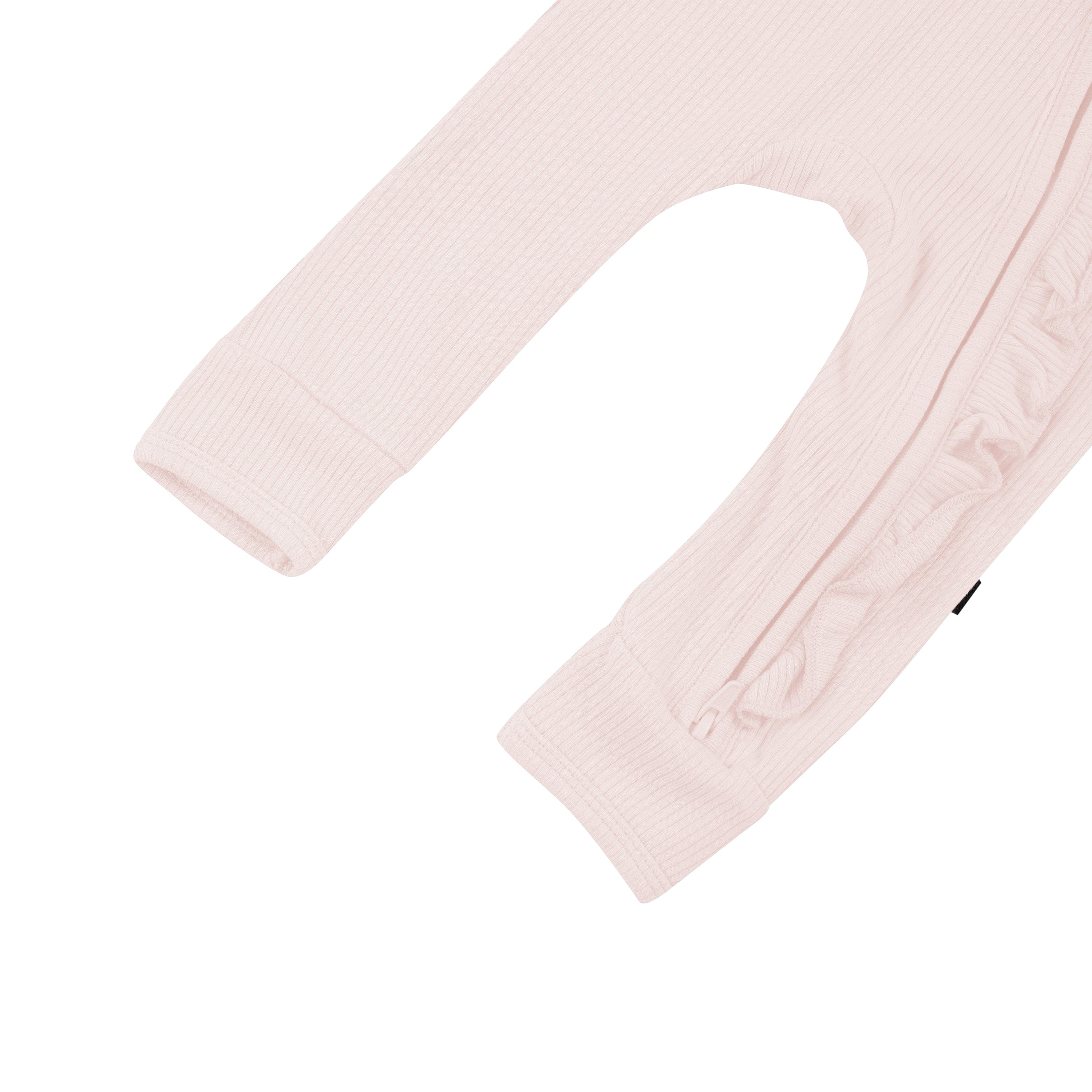  Ribbed Ruffle Zipper Romper in Blush、mySite、layawaytickets