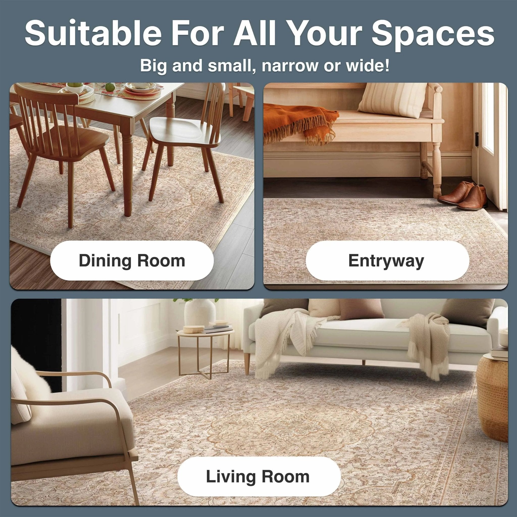 Asha 2-in-1 Odette Vintage Flat-Weave Rug + Rug Pad Included、mySite、gigharbornorthrealestate