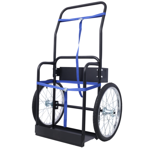 Large Dual Oxygen Tank Cart Dolly Double Cylinder Cart, 20" pneumatic Wheels Includes two fastening belts ,black、、eastwooduniform