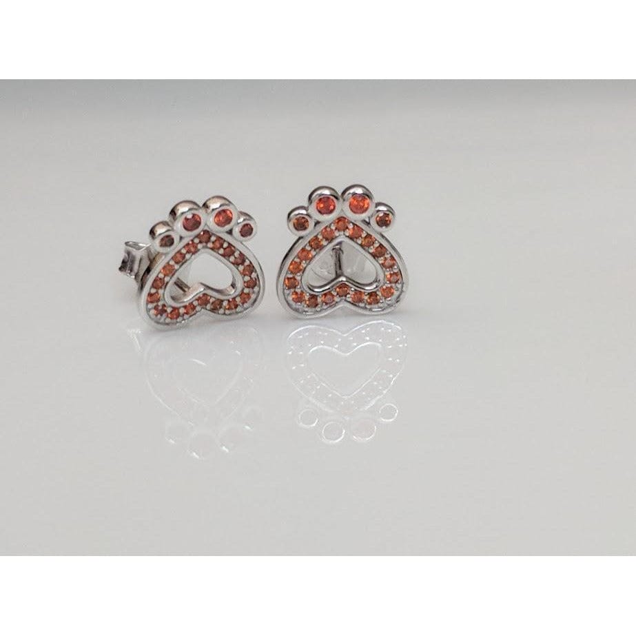 Pet Paw Earrings with Sparkling Cubic Zirconia in Solid Sterling Silver, Beautiful!、mySite、g9winljtr