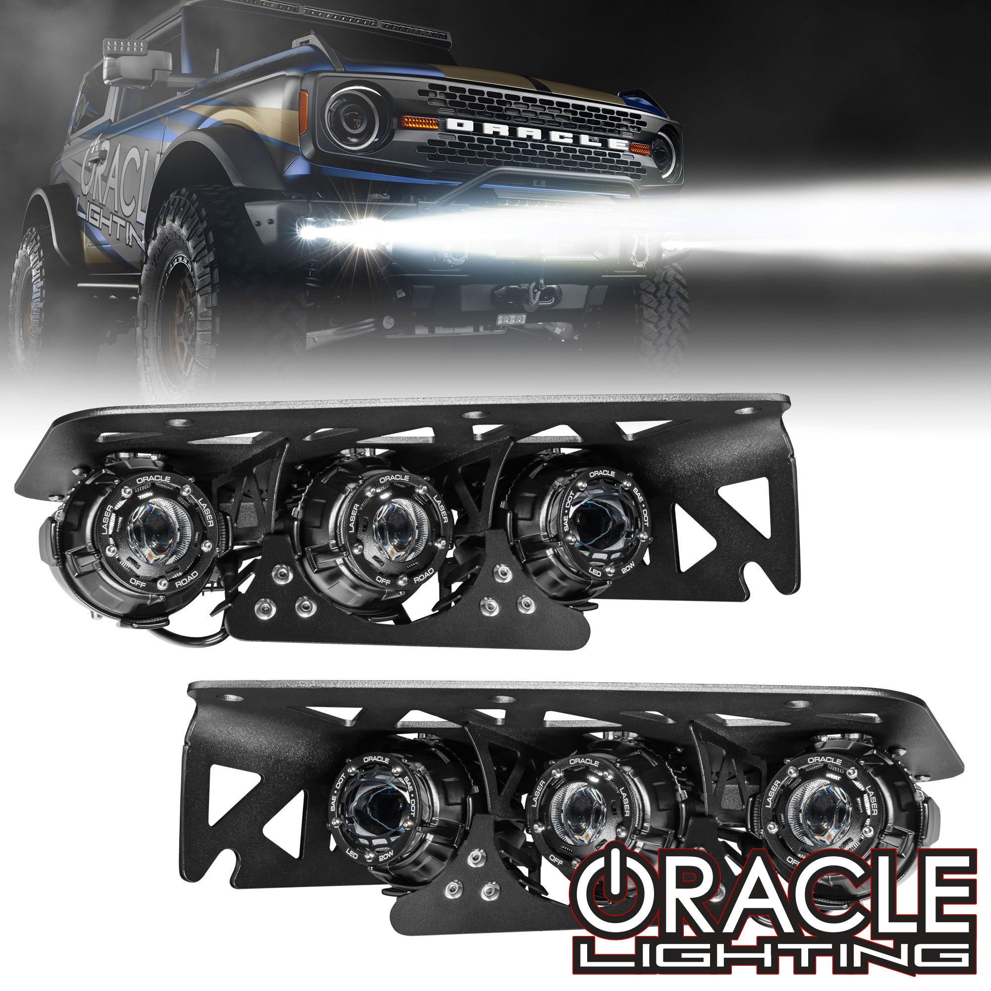 ORACLE Lighting 2021-2025 Ford Bronco Off Road LASER Auxiliary Lights + LED Fog Light Kit for Steel Bumper、mySite、nflplayoffbracketp