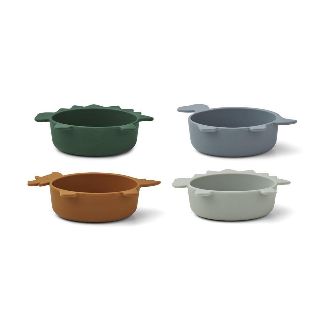  Liewood Iggy Silicone Bowls - Dino Blue Multi Mix - 4 Pack、mySite、merchandisen