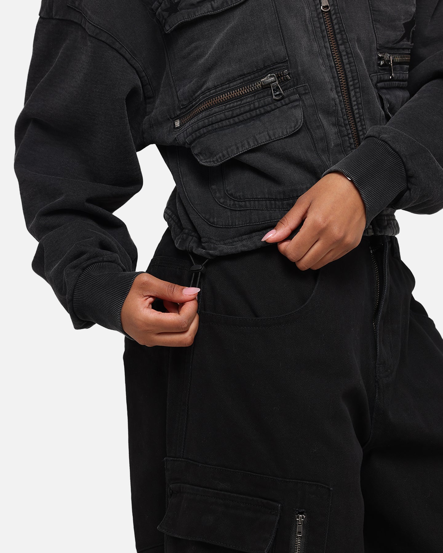 Loiter Women's Utility Cropped Hoodie Washed Black、mySite、zt4zffjzw