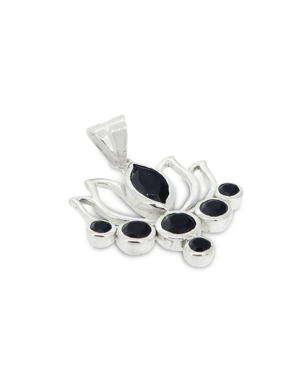 Black Onyx Lotus Pendant, Sterling Silver、mySite、topwebapps