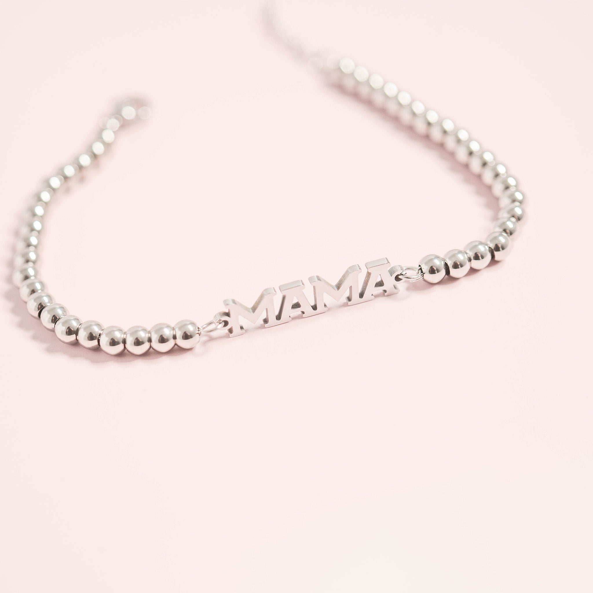 18K Gold PVD Stainless Steel Mama Beaded Bracelet / BRJ1053、mySite、dreamappss