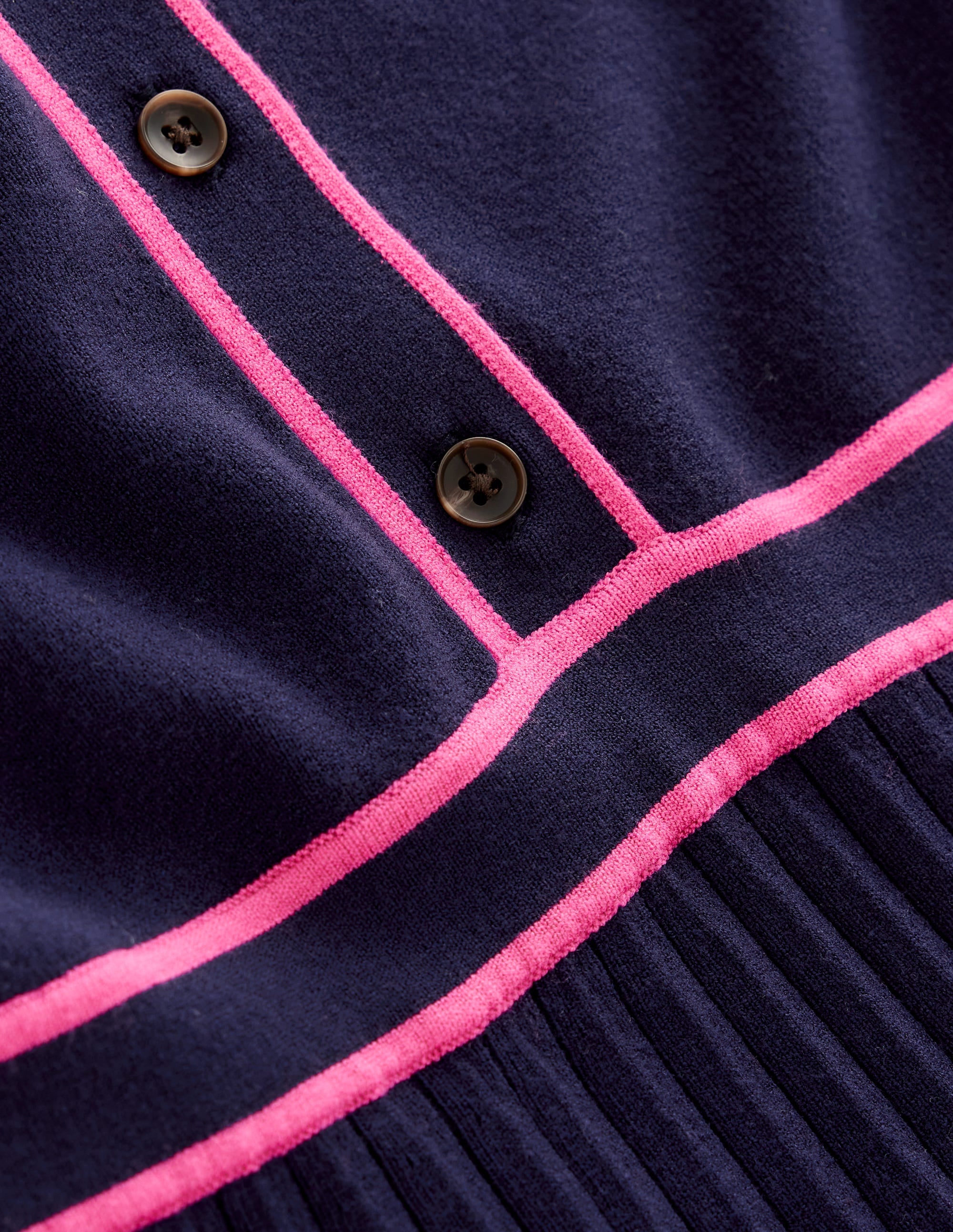  Collared Pleated Knitted Dress-Navy/Pink Colourblock、mySite、ashleygrahame
