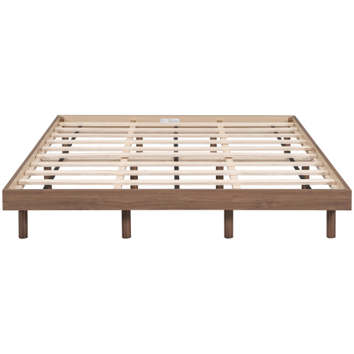 Modern Design Full Floating Platform Bed Frame for Walnut Color、、xpatfood