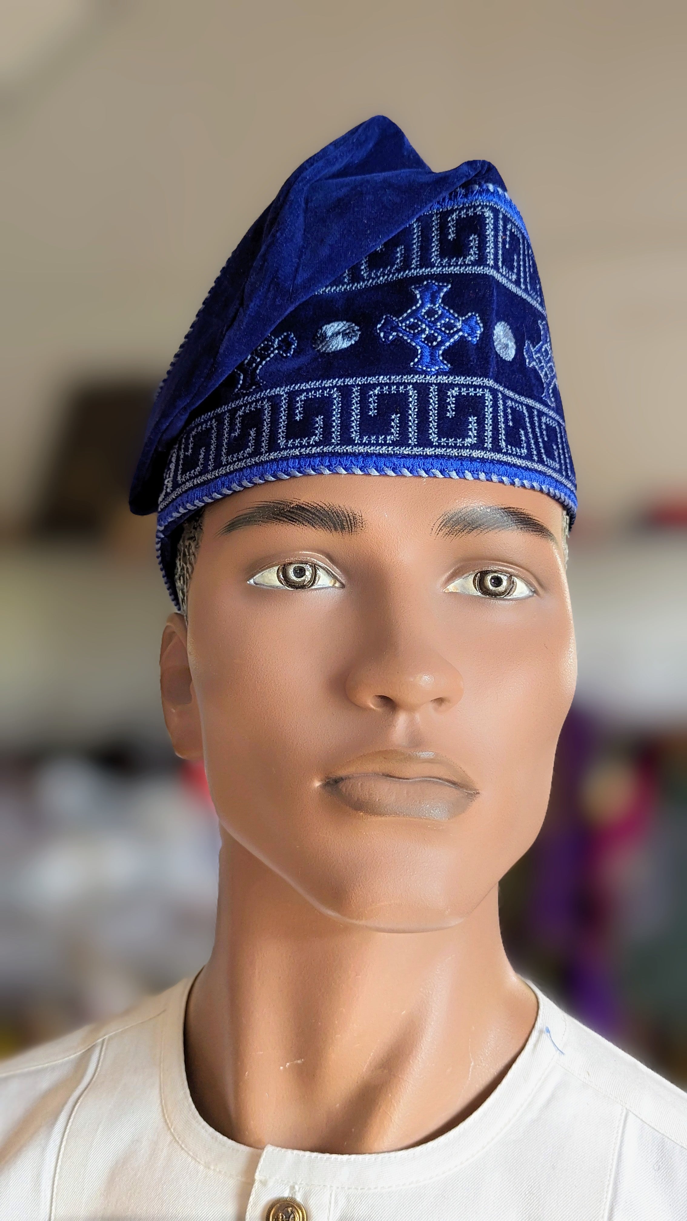 Dupsie's Adeoba Velvet African Kufi Cap Hat DPHBPB49、mySite、solidvoid