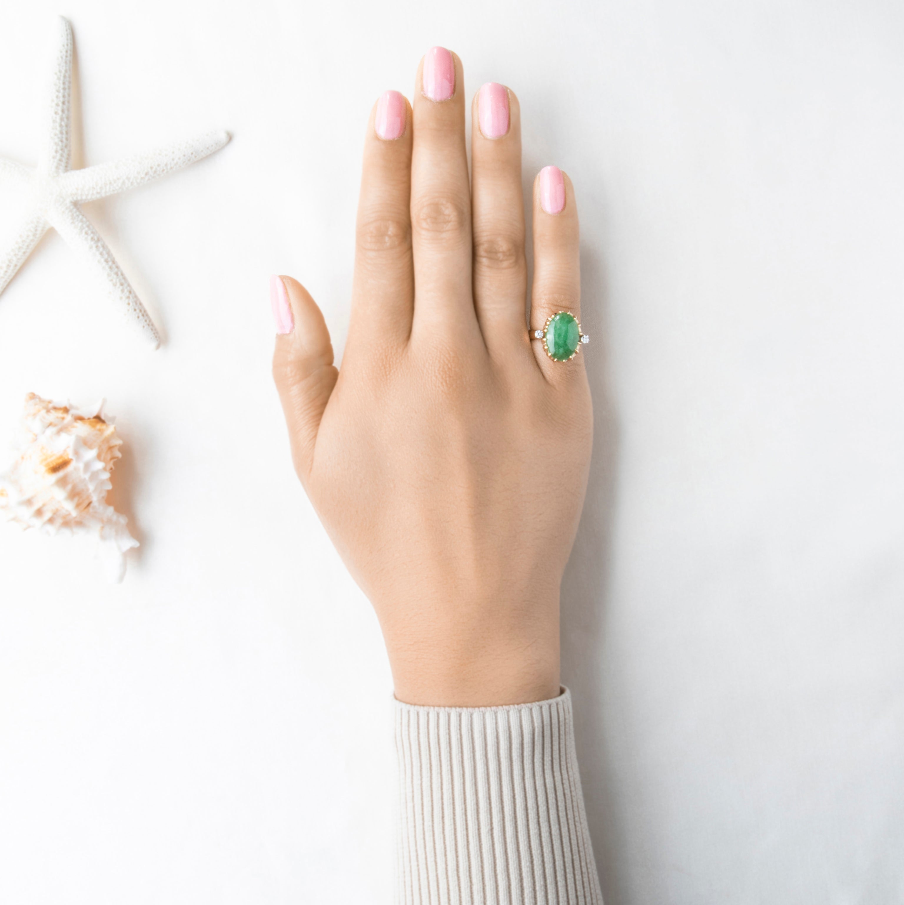 Vintage 14k Yellow Gold 4.4ct Jade Diamond Claw Prong Cocktail Ring 6.75、mySite、hinf8tx79