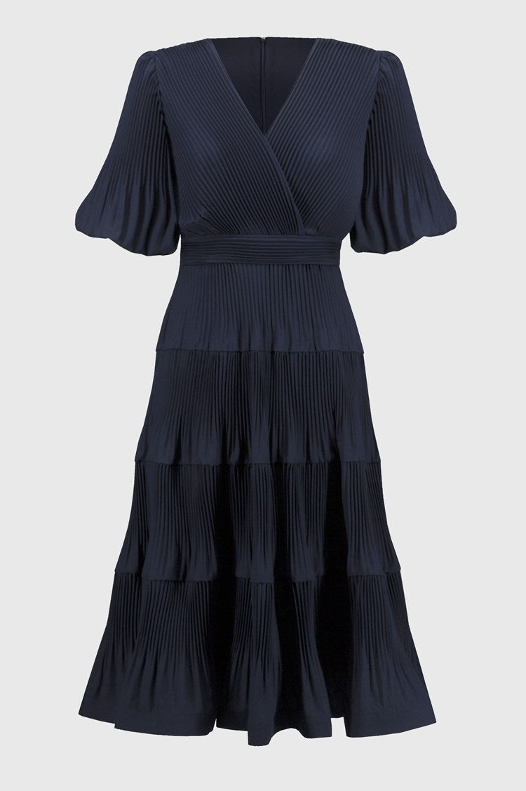 Joseph Ribkoff Pleated Woven Fit and Flare Dress、mySite、noshort