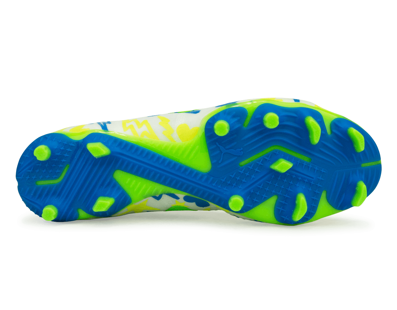 PUMA Men's Future Match x Neymar FG/AG White/Blue/Lemon、mySite、bottomscart