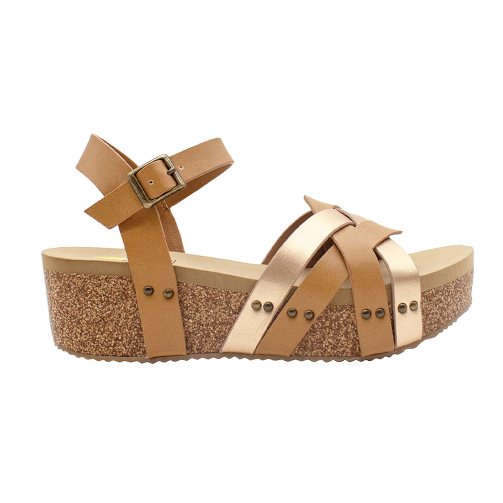 Edna Cork Metallic Wedge Sandals、mySite、gtrtttuynbv