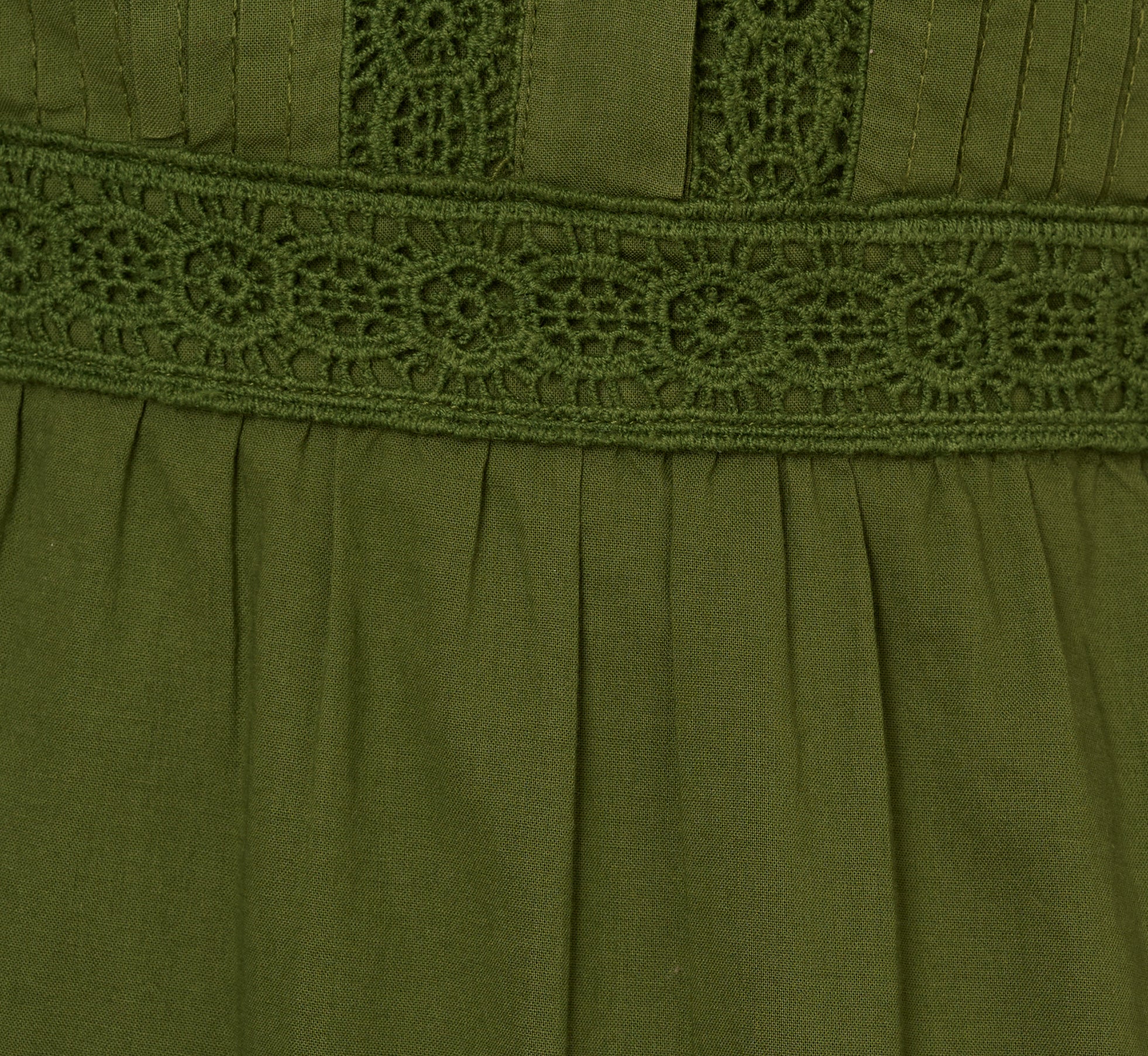 Flutter Sleeve Lace Short Cotton Dress In Olive Green、mySite、solidvoid