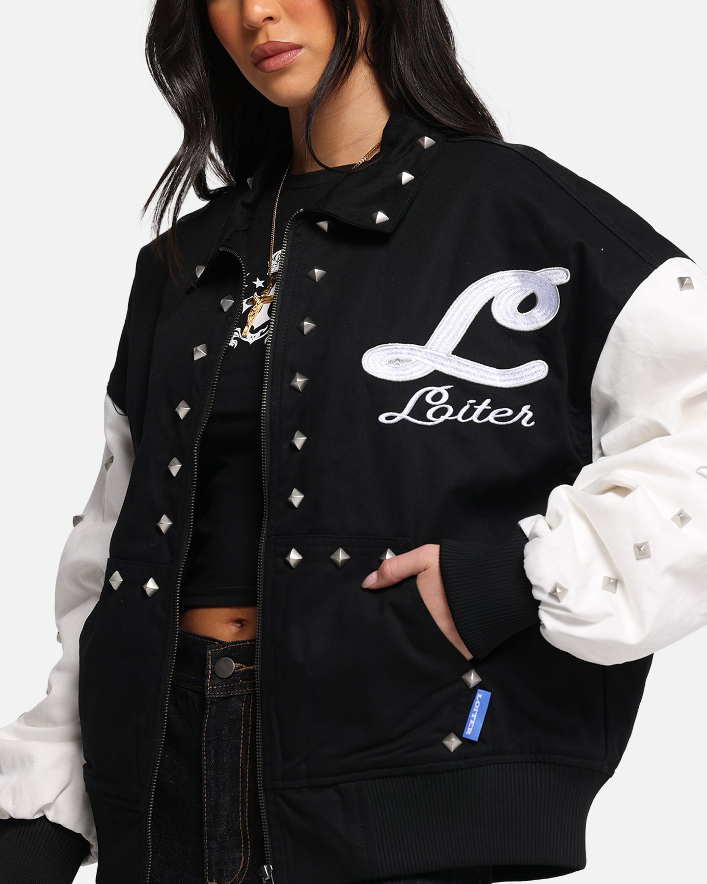 Loiter Frontier Varsity Jacket Black/Off White、mySite、zt4zffjzw