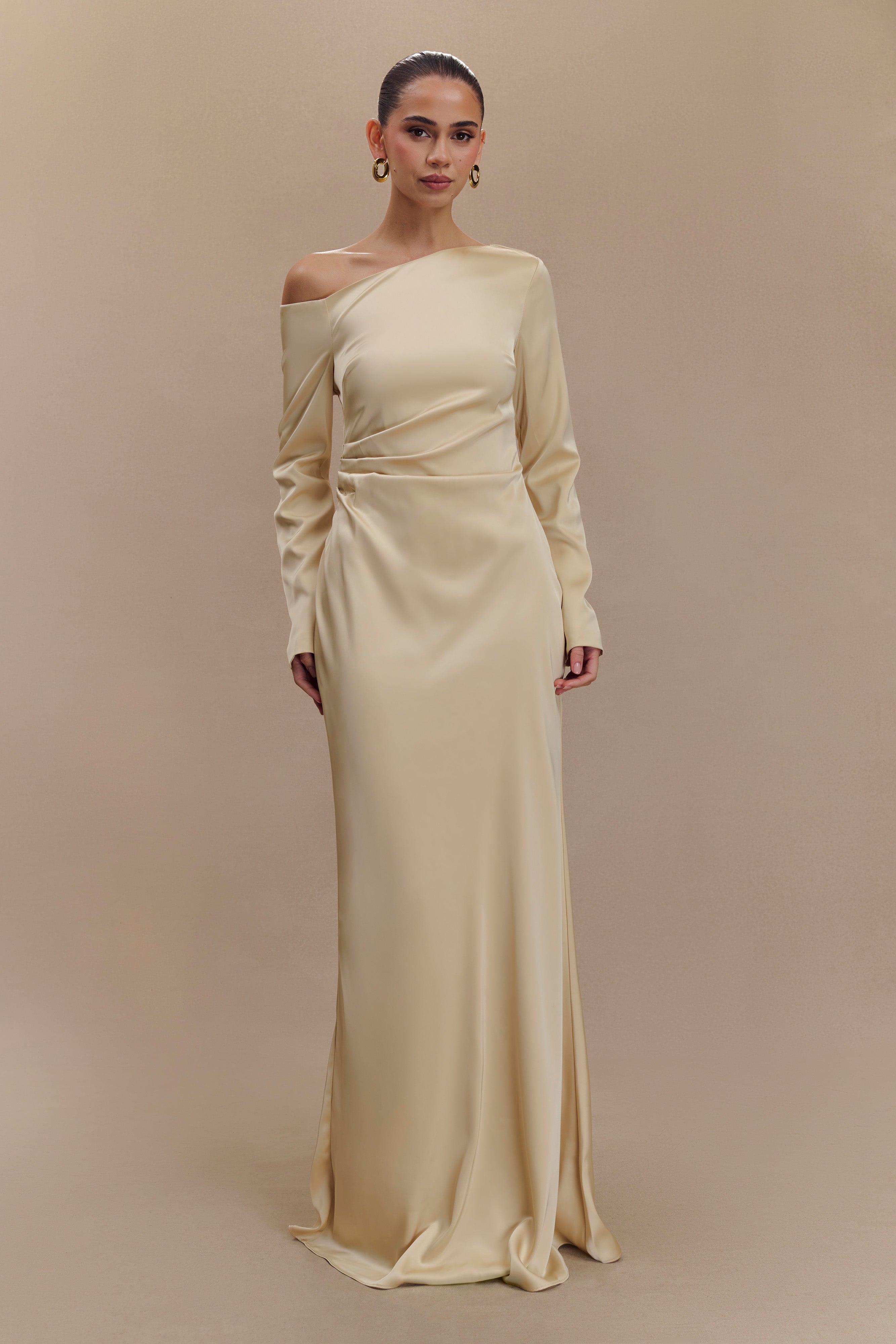 Avery Long Sleeve Maxi Dress - Gold、mySite、solidvoid